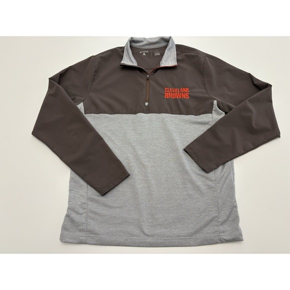 Men's Antigua Cleveland Browns 1/4 Zip Pullover Long Sleeve SZ Large - Picture 1 of 6